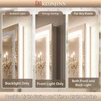 Keonjinn LED Mirror for Bathroom 20" x 28" with Frontlit and Backlit, Stepless 3 Colors Temperature & Dimmable, Double Light Strips, Tempered Glass, UL Listed LED Driver, Anti fog Frameless LED Mirror