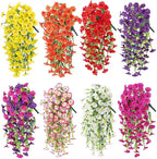 6-Pack Outdoor Faux Plants, 69-Flowered Large Morning Glory, Uv-Resistant Artificial Morning Glory,Perfect for Outdoor Decoration in All Seasons Such as Porches and Gardens (Purple)