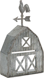 Barn Shaped Tea Light Candle Holder Farmhouse Galvanized Metal Candle Holder Vintage Decorative Tealight Holder for Table Centerpiece Decoration - 5.24" x 1.97" x 9.25"