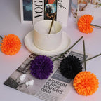 36 Pcs Halloween Artificial Flowers Halloween Chrysanthemums Ball Silk Flowers Black Orange Purple Fake Hydrangea for Halloween Party Home Table Centerpieces Vase Decor