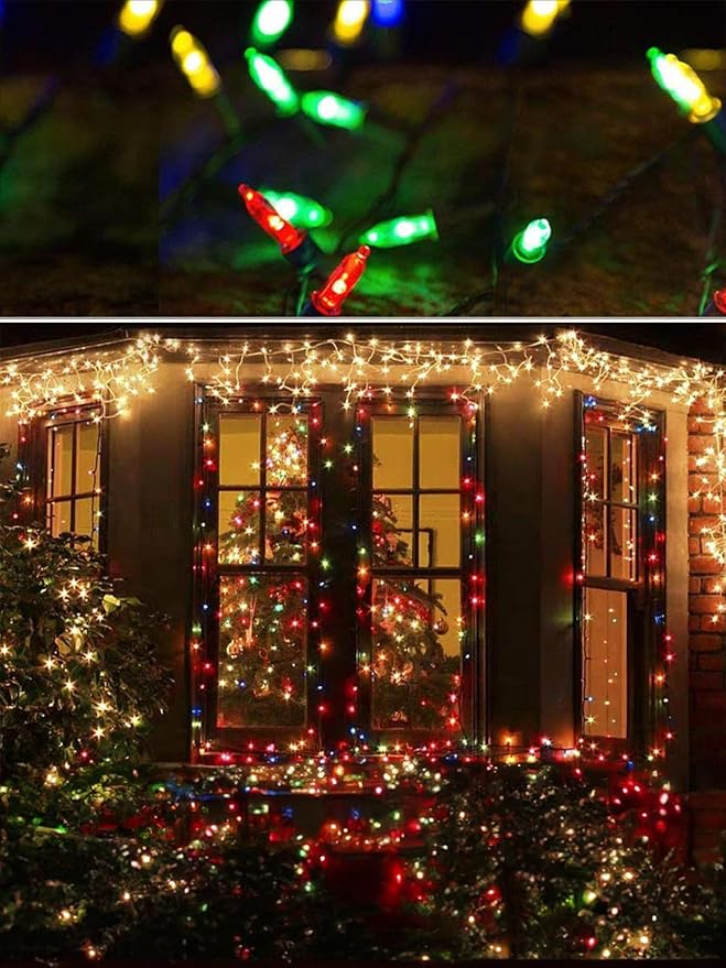 Twinkle Star 2 Pack Battery Operated Christmas Lights, Total 32 FT 100 LED Outdoor Christmas Lights with 8 Modes, Xmas Tree Lights Waterproof for Patio Garden Party Wedding Holiday Decor Multicolor