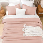 Litanika Comforters Blush Oversized King Size, 3 Pieces Lightweight Solid Bedding Set & Collections, All Season Fluffy Bed Set (120x98In Comforter & 2 Pillowcases)