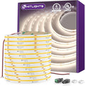 HitLights COB LED Strip Lights Neutral White 4000K, 32.8ft Premium High Density 24V Tape Light, 5120LEDs, 350+ LM/FT, CRI 90+, IP30, Lighting for Kitchen, Cabinets,UL Listed(Power Source Not Included)