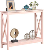 Convenience Concepts Oxford Console Table 39.5" - Sofa Table with Storage Shelf, Transitional Entryway Hall Table for Living Room and Bedroom, Display Foyer Table, Blush Pink