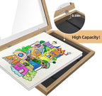 1 Pack Kids Artwork Frames Changeable 8.5 x 11 Inch Children Art Projects Kids Art Frames Front Opening Picture Display Frame, Wood