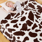 Richave Fleece Cow Print Blanket for All Season - Premium Lightweight Anti-Static Brown and Ivory Queen/Full Size Blankets, Bedroom Decor 90" x 90"(Brown Cow)