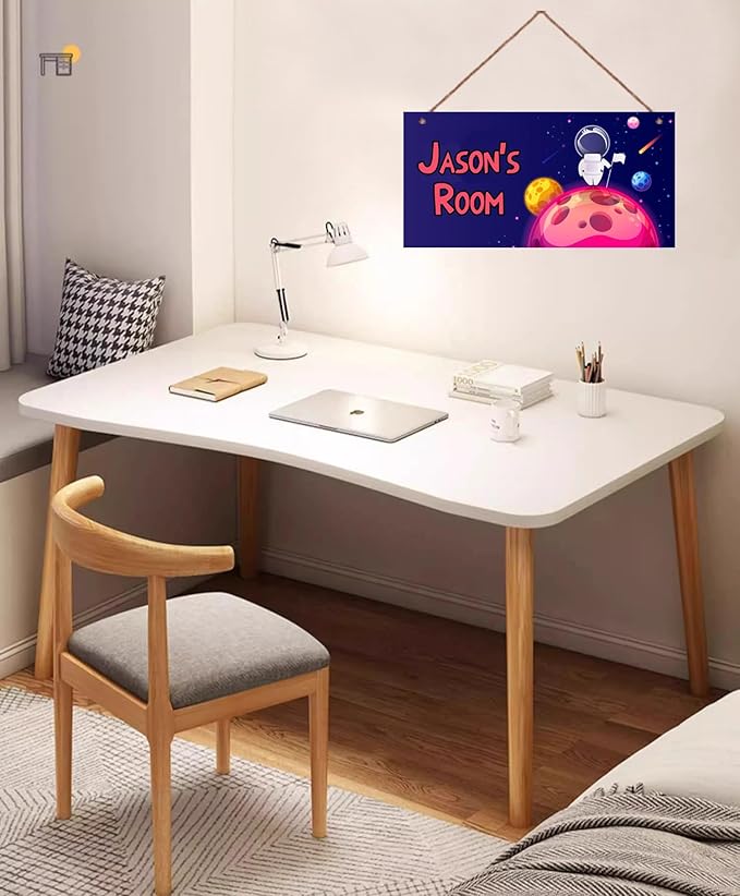 Personalized Universe Sign Aerospace Stars Themed For Kids Room Door Art Decor For Little Man Cave,Custom Name Astronaut Wall Decor Decorative Plate for Boys Girls Bedroom