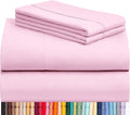 LuxClub 4 PC Sheet Set Bed Sheets Deep Pockets 16" Eco Friendly Wrinkle Free Cooling Machine Washable Hotel Bedding Silky Soft - Powder Pink Queen
