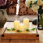 Homemory Flickering Flameless Candles with String Lights, Battery Operated Candles, Embedded String Lights LED Candles, Unbreakable Plexiglass Candle with Remote, Set of 3, Ivory White
