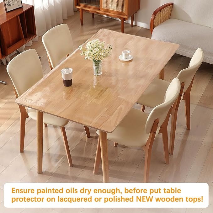 48 x 120 Inch Clear Plastic Dining Table Protector Desk Pad Mat Wooden Furniture Coffee Glass End Side Countertop Banquet Dinner Bar Tablecloth Top Protection Cover Waterproof Rectangular PVC Vinyl