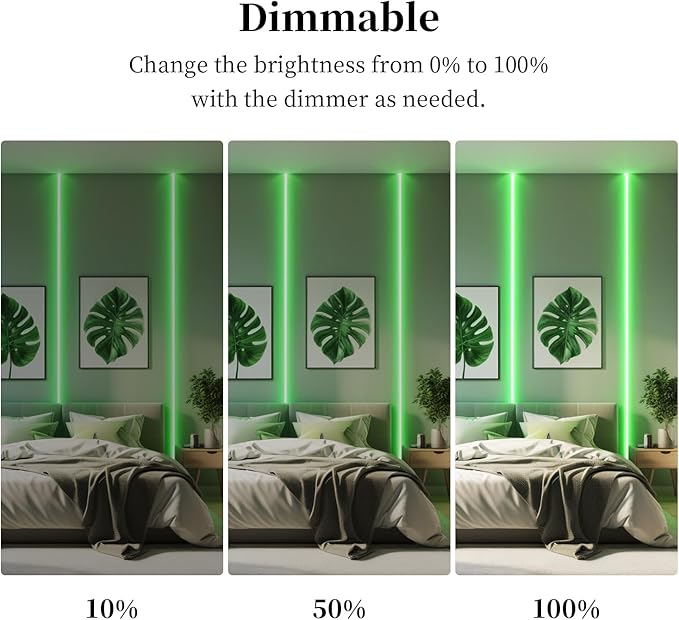 iNextStation COB LED Strip Light Green 16.4FT 5M, DC12V CRI 93+ Dimmable Flexible LED Tape Lights for Bedroom, Kitchen, TV Backlight, Cupboard, Wardrobe, Home Lighting Decor