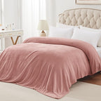 Exclusivo Mezcla Fleece Blanket Twin Size for Bed, Super Soft and Warm, All Season Use, Cozy, Plush, Lightweight, 90x66 Inches, Dusty Pink