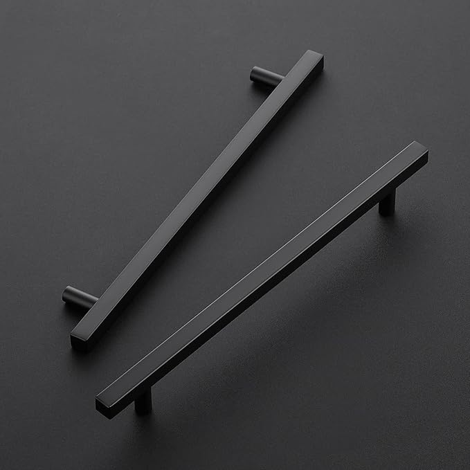 Ravinte Cabinet Handles 25 Pack - 8-4/5 Inch Matte Black Square Pulls, 11-3/10 Inch Overall Length for Kitchen Hardware and Drawers