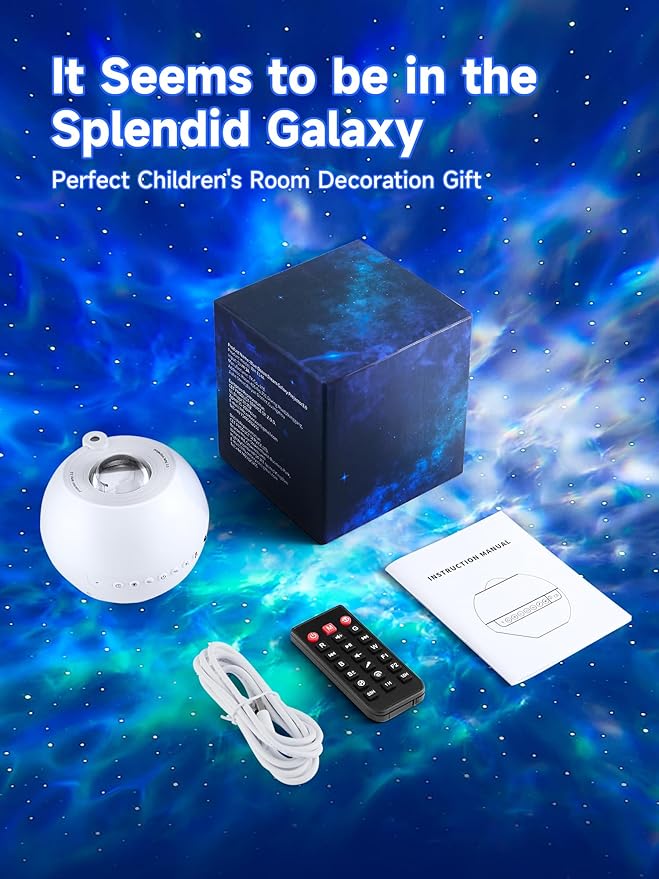 Star Projector, 15 Sounds & 15 Colors & Bluetooth Speaker, Galaxy Light Projector for Bedroom, Star Lights for Ceiling Projector, Kids Night Light