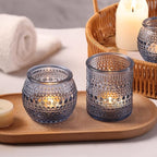 40 Pcs Assorted Blue Votive Candle Holders Bulk- Tea Light Candle Holder Glass for Wedding Bridal Shower Table Decor, Blue Candle Holders for Fall, Thanksgiving, Vintage Wedding Table Decor