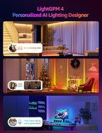 Lepro S1 AI LED Strip Lights for Bedroom - 65.6ft Smart RGB Light Strips with IC and Rainbow Chasing Effects, Color Segment DIY, Personalized Al Lighting Designer, No Remote, 2.4G Wi-Fi & Bluetooth