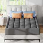 ELEMUSE Dual Layer 3 Inch Memory Foam Mattress Topper Queen, 2 Inch Cooling Gel Memory Foam Plus 1 Inch Down Alternative Pillowtop Mattress Pad with Cooling Cover, Soft Comfort Support, Grey