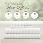 Linen Market Patterned Microfiber Queen Sheet Set 4 Piece – Oeko-TEX Certified Ultra Soft & Wrinkle-Free - 16" Deep Pocket Sheets - Easy Care Queen Size - Beaded Arrows Light Gray