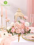 Alecono Artificial Flowers, Pink Fake Flowers Combo Box with Stems for DIY Wedding Bridal Bouquets, Cake Party Table Centerpieces Home Decor