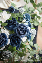 Ling's moment 2PCS Dusty Blue Artificial Floral Swags Centerpieces Wedding Flower Rose Garland Greenery Arrangements for Sweetheart Table Decor Backdrop Arch Flowers Wall Home Garden Decorations