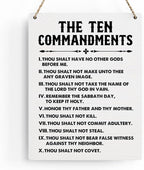 BELLOWDEER Inspirational Signs Gift 10 Commandments Wall Art Christian Bible Verse Wall Art Religious Home Wall Decor 8x10 Inches Scripture Wooden Hanging Sign for Living Room Bedroom Office