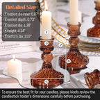 Amber Candle Holder Set of 12, Glass Taper Candle Holders, Amber Candlestick Holders, Candle Stick Holder for Table Centerpieces, Vintage, Home Decor