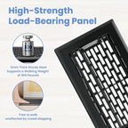 4x8 Inches Heavy Duty Walkable Floor Register - Easy Adjust Air Supply Lever Decorative Floor Vent Covers, Boston Design Vent Covers for Home - Matte Black