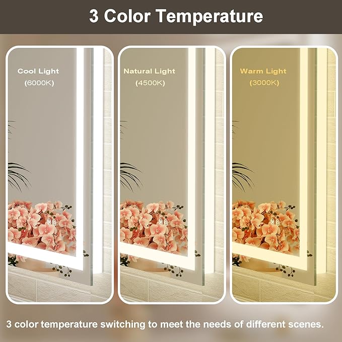 30x36 LED Bathroom Mirror with Lights, Brighter Backlit + Front Lit, Tempered Glass, Dimmable, Multiple Light Modes, Anti-Fog Lighted Bathroom Vanity Mirror for Wall, Memory Function