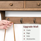 Emfogo Coat Hooks Mounted, Rustic Wood Coat Rack Mount Shelf with Hooks, Farmhouse Coat Rack with Shelf & Coat Hook for Entryway, Mudroom, Bedroom, Kitchen, Bathroom(Walnut)