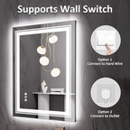 32" x 24" LED Bathroom Mirror with Lights, Front and Backlit Mirror, Anti-Fog Lighted Vanity Mirror, Stepless Dimmable, 3 Colors LED Mirror (Horizontal/Vertical)