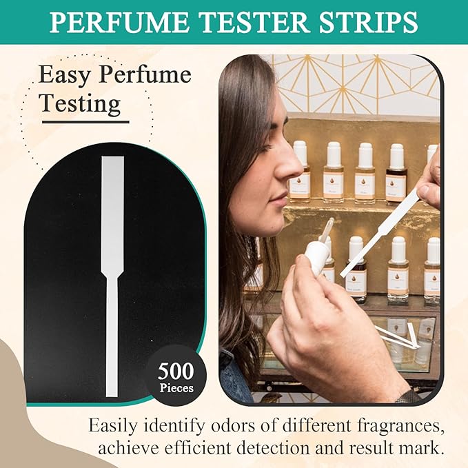 500 Pieces Perfume Tester Strips - Perfume Blotter Essential Oils Paper Test Strips -Premium Fragrance Tester Strips for Scent Evaluation - Fragrance Strips for Aromatherapy & Spice Oils (White)