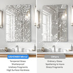 USHOWER Frameless Bathroom Mirror for Over Sink, 24x36 Inch Rectangle Wall Vanity Mirror for Bathroom, Bedroom, Entryway, Polished Edge, Tempered Glass