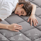 OLANLY Full Quilted Fitted Mattress Pad – Soft Down Alternative Pillow Top Mattress Topper, Cooling Comfort Breathable Mattress Cover, Machine Washable Deep Pocket Mattress Protector, Light Grey
