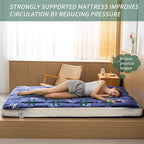 MAXYOYO Navy Space Adventure Futon Mattress, Japanese Floor Mattress Quilted Bed Mattress Topper, Extra Thick Folding Sleeping Pad Breathable Floor Lounger Guest Bed for Camping Couch, Full