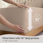 LuxClub 4 PC Queen Sheet Set, Breathable Luxury Bed Sheets, Deep Pockets Wrinkle Free Cooling Sheets Machine Washable Hotel Bedding Silky Soft - Light Khaki Queen