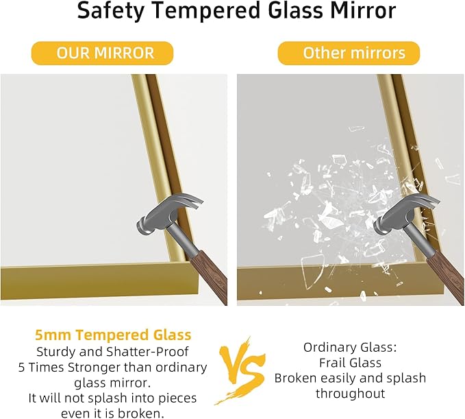 40x30 Inch Gold Bathroom Mirrors for Over Sink, Wall Mounted Mirror for Vanity Sink, Framed Wall Mirror, Rectangular Mirrors for Bathroom,Living Room, Bedroom Horizontal/Vertical