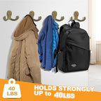 15 Pack Coat Hooks Wall Hooks for Hanging, Heavy Duty Double Prong Metal Hook Wall Mounted for Living Room, Bathroom, Kitchen, Bedroom for Coat, Bag, Scarf, Towel, Hat, Key, Cup (Bronze)