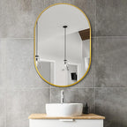 Bathroom Mirror for Wall, 36''x24'', Gold Oval Mirror for Bedroom Entryway Bathroom, Metal Framed Vanity Mirror(36''x24'', Gold)