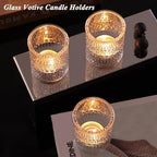 40Pcs Glass Votive Candle Holders, Gold Tea Light Candle Holders Vintage Tealight Candle Holder Bulk for Autumn, Thanksgiving Table Centerpieces, Christmas Decor (Gold)
