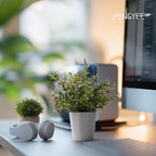 4 Pack Small Fake Plants, Artificial Plants Indoor for Home Decor, Small Faux Plants Indoor, Fake Plants in White Pot for Bathroom Bedroom Kitchen Office Farmhouse Room Shelf Decor
