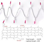 Christmas Pink Mini String Lights - 100 Count 25 Feet Detachable Incandescent Bulb Waterproof Fairy Lights Plug in for Indoor Outdoor Party Patio Xmas Tree Valentine's Day Decoration, White Wire