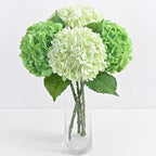 4 Pcs Real Touch Hydrangea Artificial Flowers, 21" Light Green & Dark Green Full Faux Hydrangea Flowers Latex Fake Flowers for Home Decor Party Floral Arrangements Wedding Bouquets Outdoor Decor