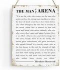Motivational Wood Wall Art Inspirational The Man in The Arena Theodore Roosevelt Quote Hanging Sign Speech Quotes Plaque Signs Farmhouse Home Office Wall Decor Gift for Men 8x10 Inches