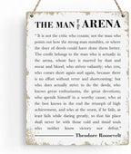 Motivational Wood Wall Art Inspirational The Man in The Arena Theodore Roosevelt Quote Hanging Sign Speech Quotes Plaque Signs Farmhouse Home Office Wall Decor Gift for Men 8x10 Inches