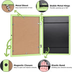 KINLINK 9x12 Kids Art Frames Set of 2, Solid Wood Kids Artwork Frames Changeable with Acrylic Front Opening Holds 150 Pictures, Art Frame for Kids Artwork with Mat or without Mat, Light Green