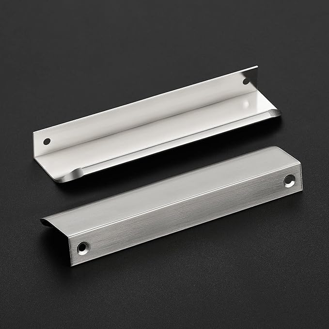 Ravinte Hardware 10 Pack Silver Cabinet Handles, 5.9 Inch (150mm) Finger Edge Pulls, 5 Inch Hole Center, Finger Pulls for Cabinets