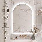 Niccy Arched LED Bathroom Mirror, 40x30 Inch Arch Frameless Backlit Mirrors for Wall Arched Lighted Vanity Mirrors Defogger and 3 Color, Explosion-Proof, HD Glass and IP65 Waterproof