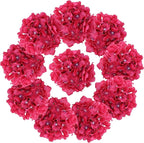 AVIVIHO Hot Pink Hydrangea Artificial Flowers Pack of 10 Full Fake Hydrangea Silk Flowers with Stems for Wedding Home Party Centerpieces Arch Spring Shop Decoration