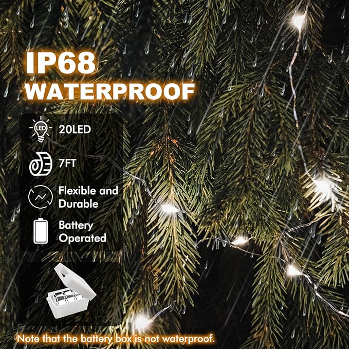 50 Pack Fairy Lights Battery Operated - 3 Speed Modes, 7Ft 20 LED String Twinkle Lights, Waterproof Copper Wire, Mini Firefly Light for Mason Jars Vases Christmas Decor, White