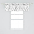 Ambesonne Cartoon Window Valance, Doodle Solar System Astronauts Space Crafts Shooting Stars Science Fiction Theme, Curtain Valance for Kitchen Bedroom Decor with Rod Pocket, 54" X 18", White Black